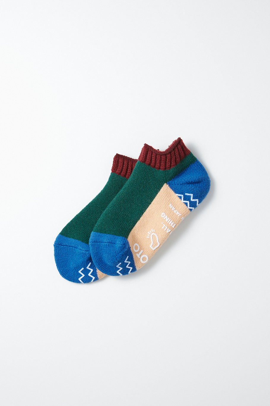 rototo - pile sockslippers - maroon/green