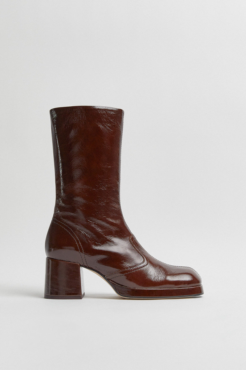 miista - cass brown patent boots